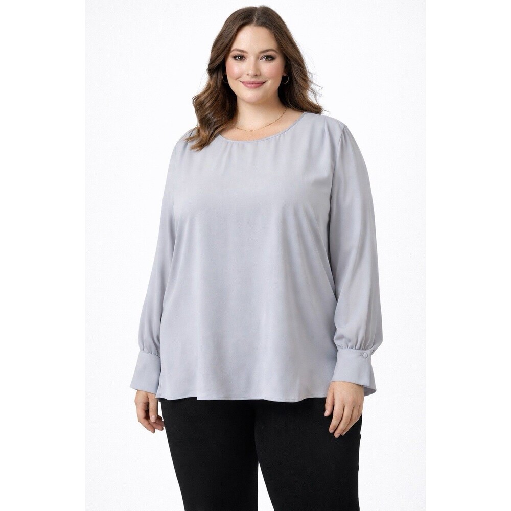 Worthington Women XL Gray Long Sleeve Blouse Office Career Top